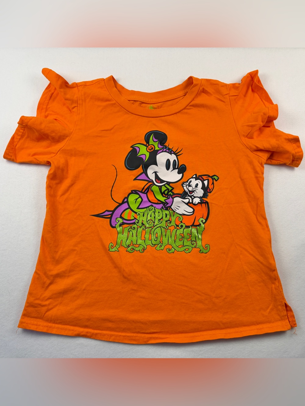 Disney Parks Happy Halloween Minnie Mouse Figaro Pumpkin Blouse Youth XL - Picture 1 of 8